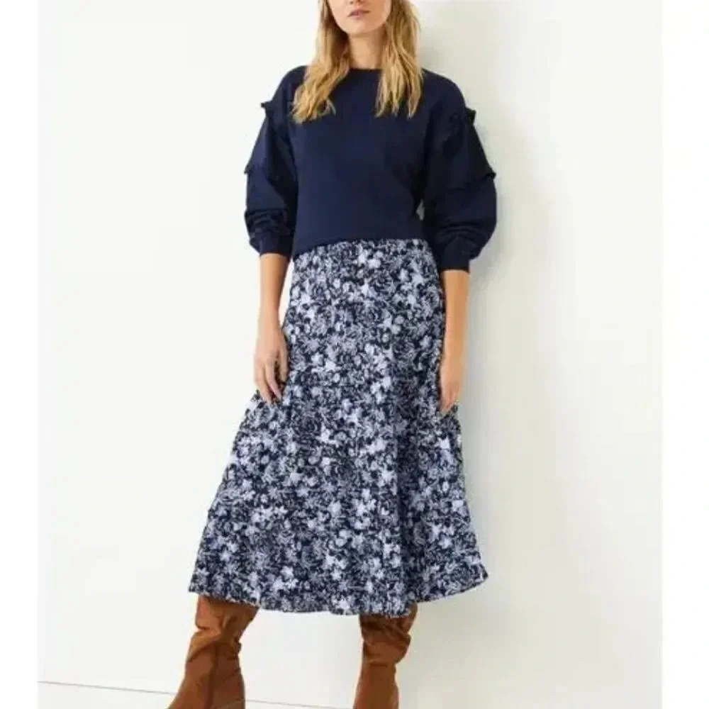 Time and Tru Blue Ruffle Sleeve Sweatshirt